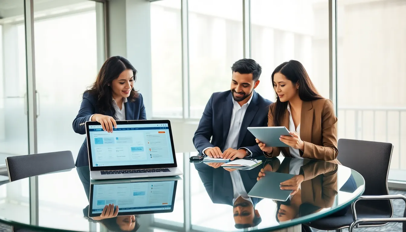 diverse team collaborating on enterprise workload automation in a modern office.